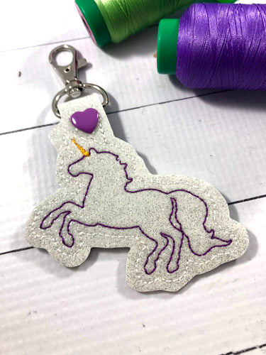 Magical Unicorn snap tab ITH embroidery design