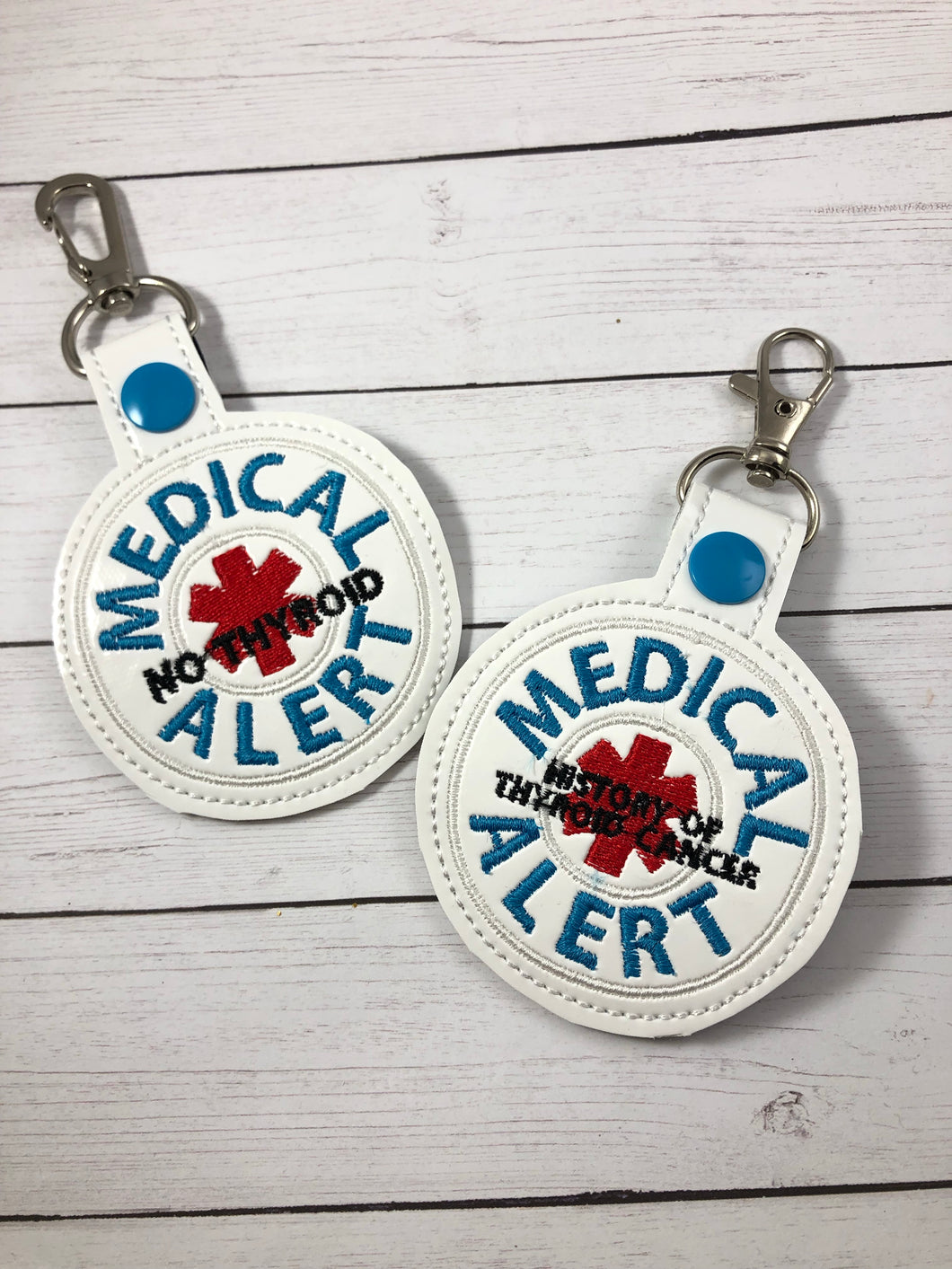 Medical Alert THYROID snap tab embroidery design