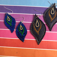 Abstract Peacock Earrings embroidery design for Vinyl and Leather