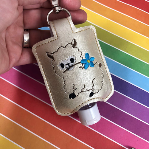 Alpaca Hand Sanitizer Holder for 2 oz Bottles Snap Tab In the Hoop Embroidery Project