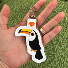 Toucan snap tab In the Hoop embroidery design