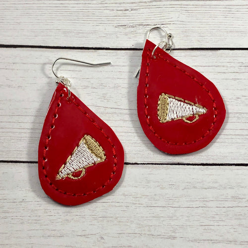 Megaphone Teardrop Earrings embroidery design