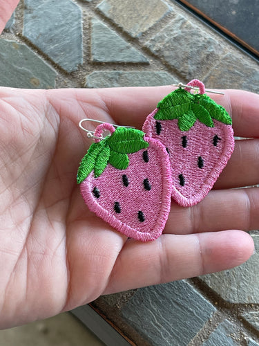 Strawberry FSL Earrings - In the Hoop Freestanding Lace Earrings