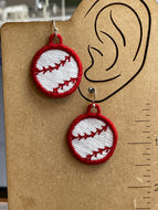 Baseball FSL Earrings - Freestanding Lace Earring Design - In the Hoop Embroidery Project