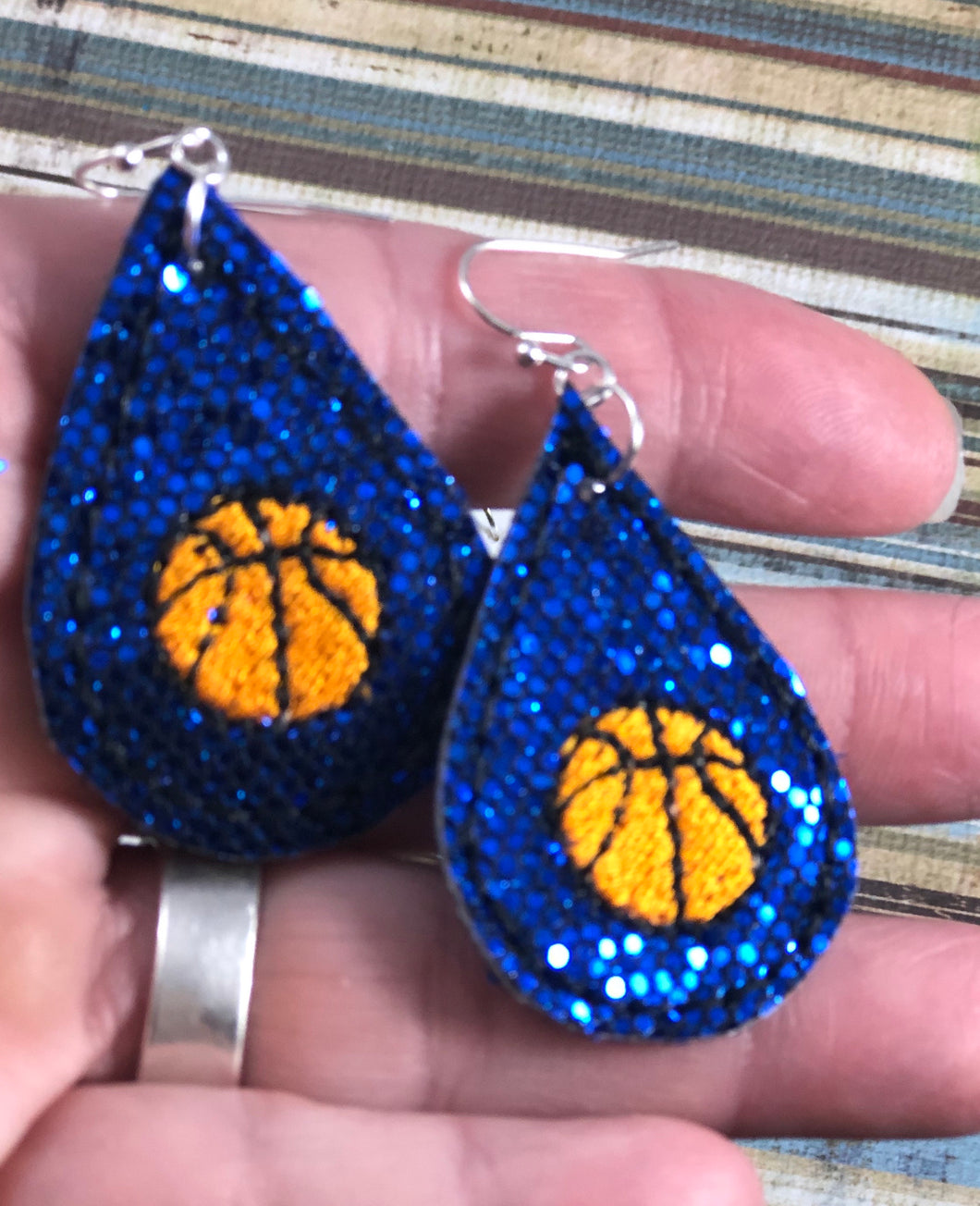 Basketball Teardrop Earrings embroidery design