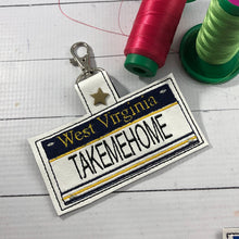West Virginia Plate Embroidery Snap Tab