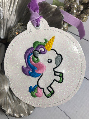 Ornement de Noël licorne mignon pour cerceaux 4x4