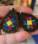 Quilt Block Teardrop Earrings embroidery design