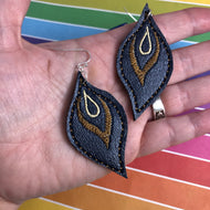Abstract Peacock Earrings embroidery design for Vinyl and Leather
