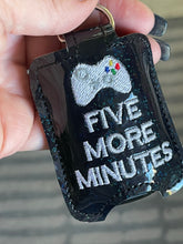 Five More Minutes Gamer Hand Sanitizer Holder Snap Tab Version In the Hoop Embroidery Project 1 oz for 5x7 hoops