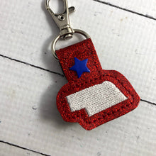 Tiny Nebraska snap tab In The Hoop embroidery design