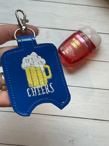 Beer Mug Hand Sanitizer Holder Snap Tab Version In the Hoop Embroidery Project 1 oz BBW for 5x7 hoops