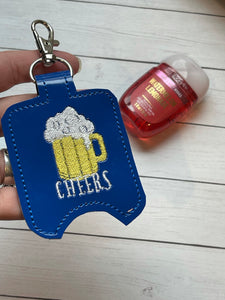 Beer Mug Hand Sanitizer Holder Snap Tab Version In the Hoop Embroidery Project 1 oz BBW for 5x7 hoops