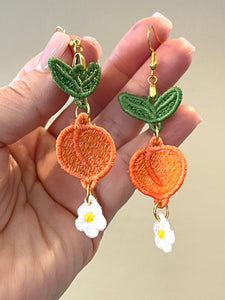 Peachy Dangles FSL Earrings - In the Hoop Freestanding Lace Earrings