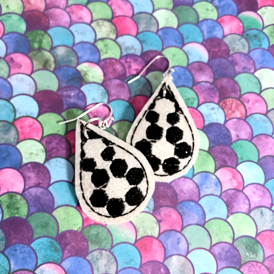 Soccer STITCHING Teardrop Earrings embroidery design
