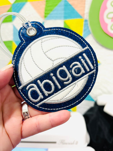 Split Volleyball BLANK Applique Bag Tag OR Ornament for 4x4 hoops