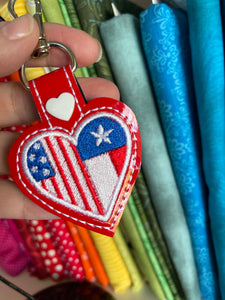 Texas America LOVE snap tab In The Hoop embroidery design