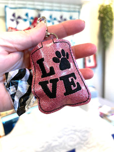 Love Paw Print Doggie Bag Roll Holder Snap Tab Version In the Hoop Embroidery Project  for 5x7 hoops