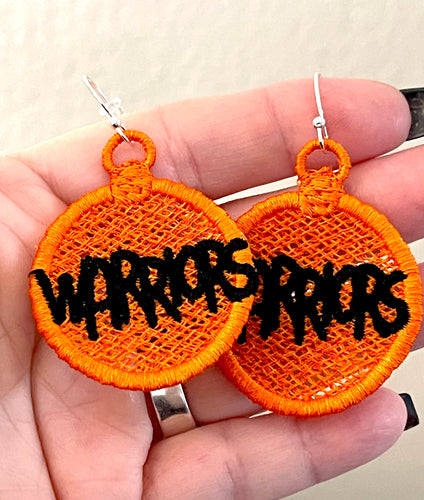 WARRIORS FSL Earrings - In the Hoop Freestanding Lace Earrings