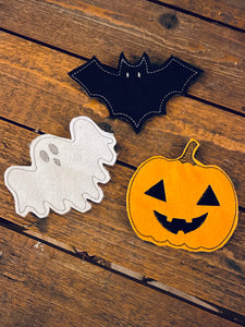 Felties de gran tamaño de Halloween para coronas o pancartas - Conjunto de tres Ghost Jack O Lantern Pumpkin Bat