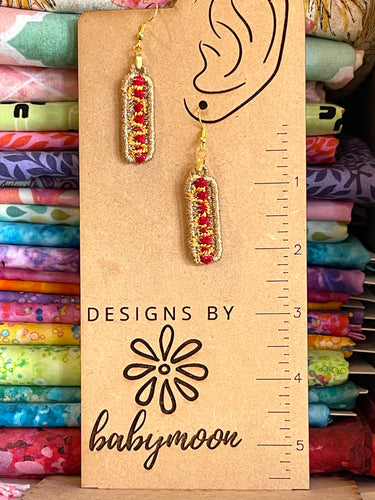 Boucles d’oreilles Hot Dog FSL - Boucles d’oreilles en dentelle autoportantes In the Hoop