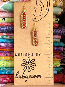 Hot Dog FSL Earrings - In the Hoop Freestanding Lace Earrings