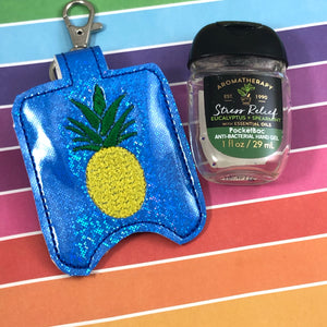 Pineapple Hand Sanitizer Holder Snap Tab Version In the Hoop Embroidery Project 1 oz BBW for 5x7 hoops