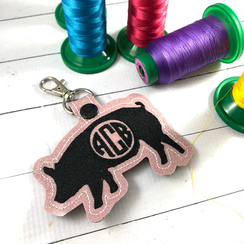 Monogram BLANK Show Pig snap tab for 4x4 hoops