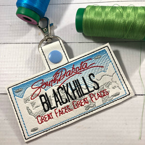 South Dakota Plate Embroidery Snap Tab