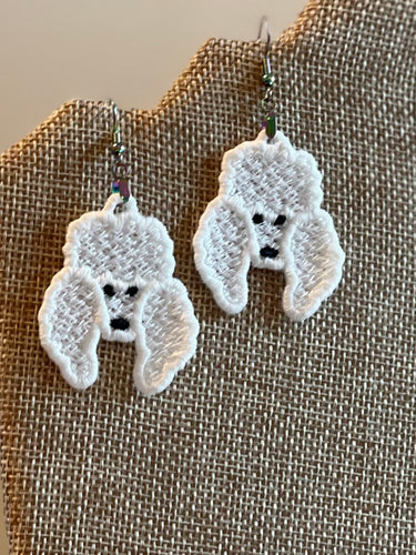 Poodle Face FSL Earrings - In the Hoop Freestanding Lace Earrings