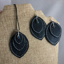 Leaf Layers Earrings and Pendant embroidery design for Vinyl and Leather