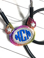 Stethoscope Yoke ID Tag - MONOGRAM APPLIQUE OVAL FRAME - In the Hoop Snap Tab Project