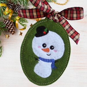 Applique Snowman Christmas Ornament for 4x4 hoops