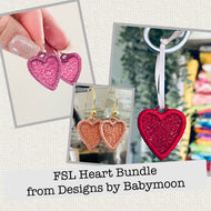 Solid Simple Heart FSL Bundle Set- Earrings, Pendant, Brooch, Bracelet, Ornament -In the Hoop Freestanding Lace Earrings