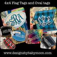 Monogram FLAG AND OVAL TAGS -blanks bundle Monogram and Personalize for 4x4 Hoops