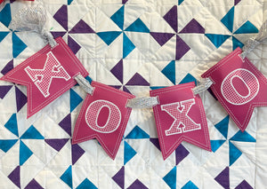XOXO Applique Banner In the Hoop Project for 5x7 Hoops