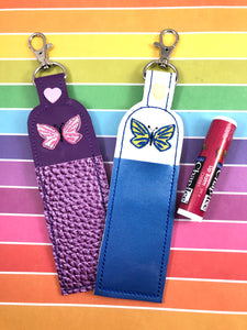 Butterfly Lip Balm Holder Snap Tab In the Hoop Embroidery Project