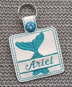 Mermaid Tail snap tab Personalized Tag for 4x4 hoops