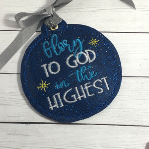 Glory to God in the Highest Christmas Ornament for 4x4 hoops