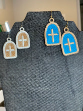 Slab Cross FSL Earrings - In the Hoop Freestanding Lace Earrings