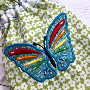 Rainbow Butterfly Drawstring Bag Embroidery Design In the Hoop- 4x4 and 5x7 and 6x10