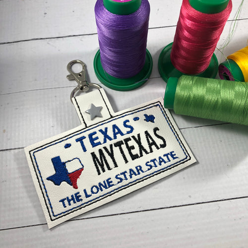 Texas Plate Embroidery Snap Tab