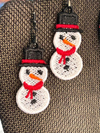 Boucles d’oreilles Snowman FSL - Boucles d’oreilles en dentelle autoportantes In the Hoop