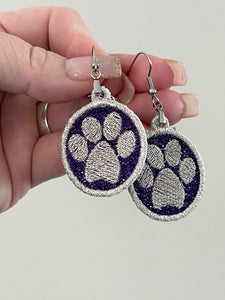 Boucles d’oreilles Paw Print Rounds FSL - Boucles d’oreilles en dentelle autoportantes In the Hoop