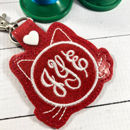 Monogram BLANK cat face tag snap tab for 4x4 hoops
