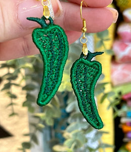 Hot Peppers FSL Earrings - In the Hoop Freestanding Lace Earrings