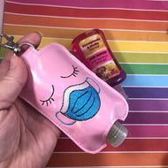NEW SIZE Masked Up Hand Sanitizer Holder Snap Tab Version In the Hoop Embroidery Project 3 oz DT for 5x7 hoops