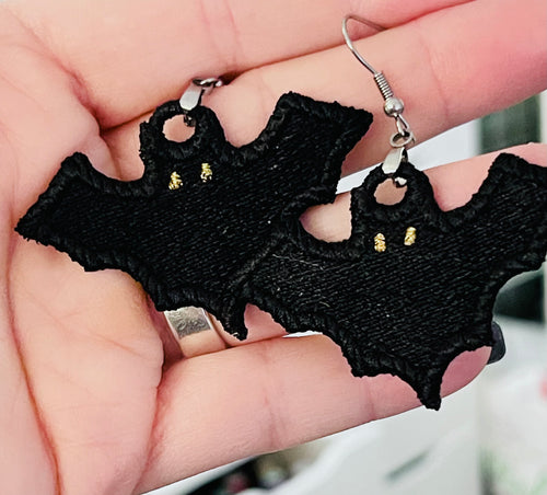 Boucles d’oreilles Bat FSL - Boucles d’oreilles en dentelle autoportantes In the Hoop