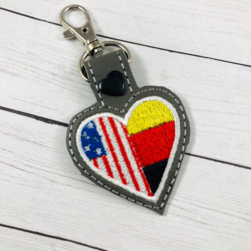 Germany America LOVE snap tab In The Hoop embroidery design