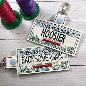 Indiana Plate Embroidery Snap Tab